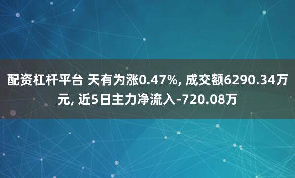 配资杠杆平台 天有为涨0.47%, 成交额6290.34万元, 近5日主力净流入-720.08万